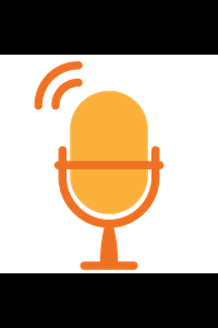 Icon showing a microphone typically used for voice recordings and broadcasting