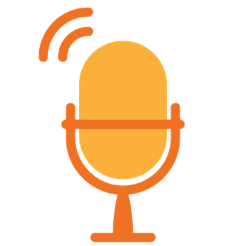 Icon showing a microphone typically used for voice recordings and broadcasting